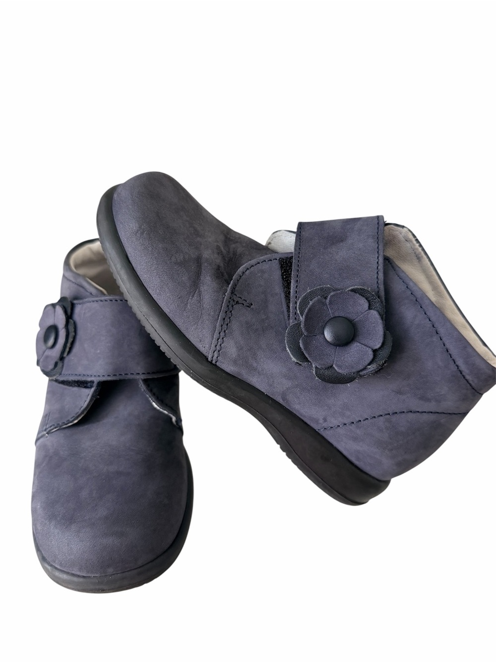 DU PAREIL AU MEME Suede Leather Grey Blue Ankle Boots Floral Toddler SZ 10/10.5